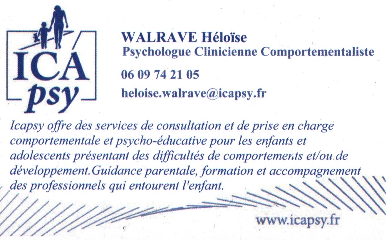 Carte de visite d'Héloïse WALRAVE, psychologue clinicienne comportementaliste